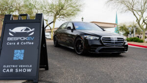 BESPOKEV Cars and Coffee Mercedes-Benz hybrid display electric vehicle.